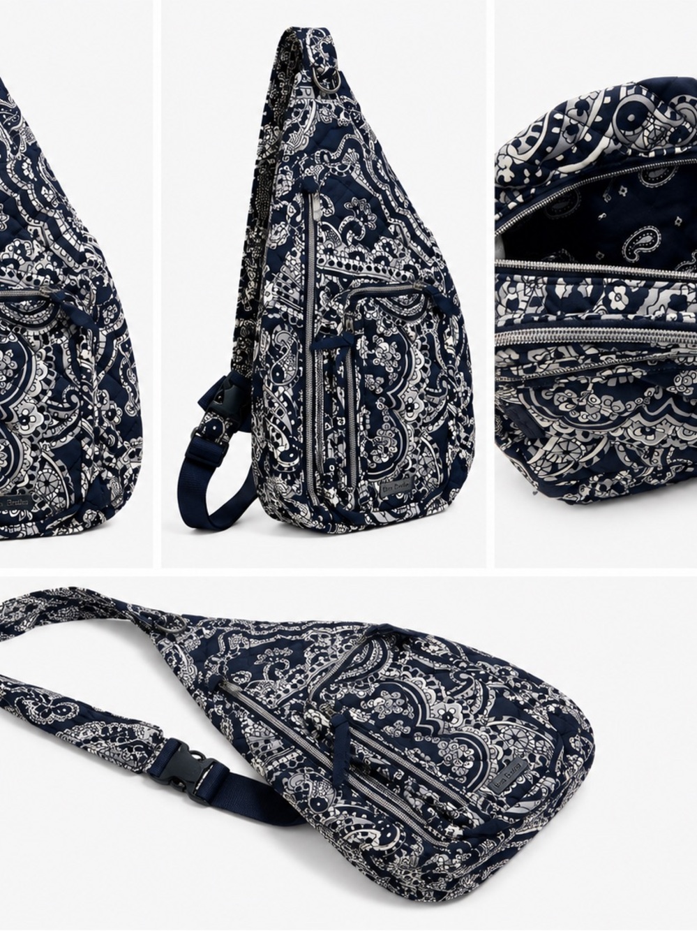 Vera Bradley Navy and White Paisley Sling Backpack